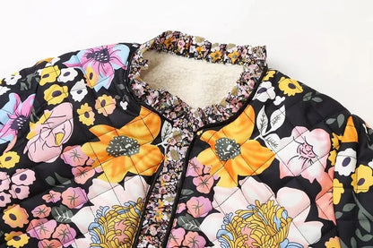 Quilted Coat Floral Pattern Detail