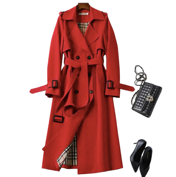 Long Trench Coat in Red