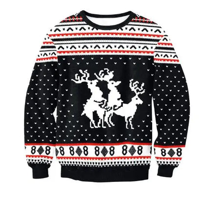 Ugly Christmas Sweater Reindeer Black