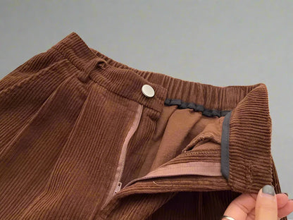 Retro Brown Pant Zipper Closure