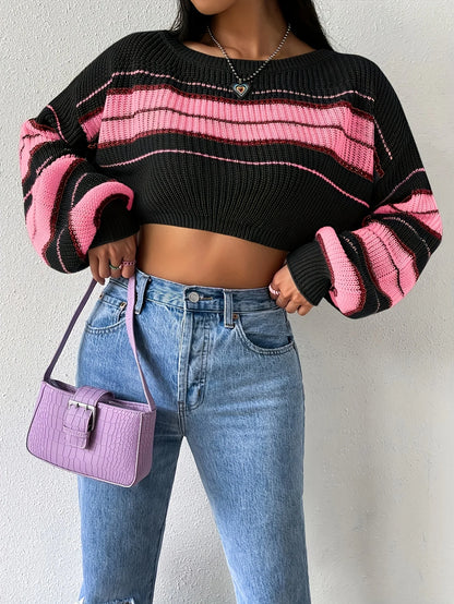 Retro Pink Striped Sweater