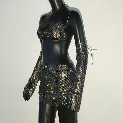 Rhinestone Black Outfit