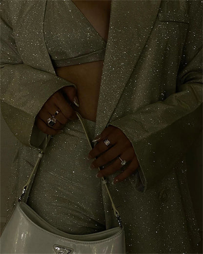 Dreamofthe90s Blazer Suit set in Glitter