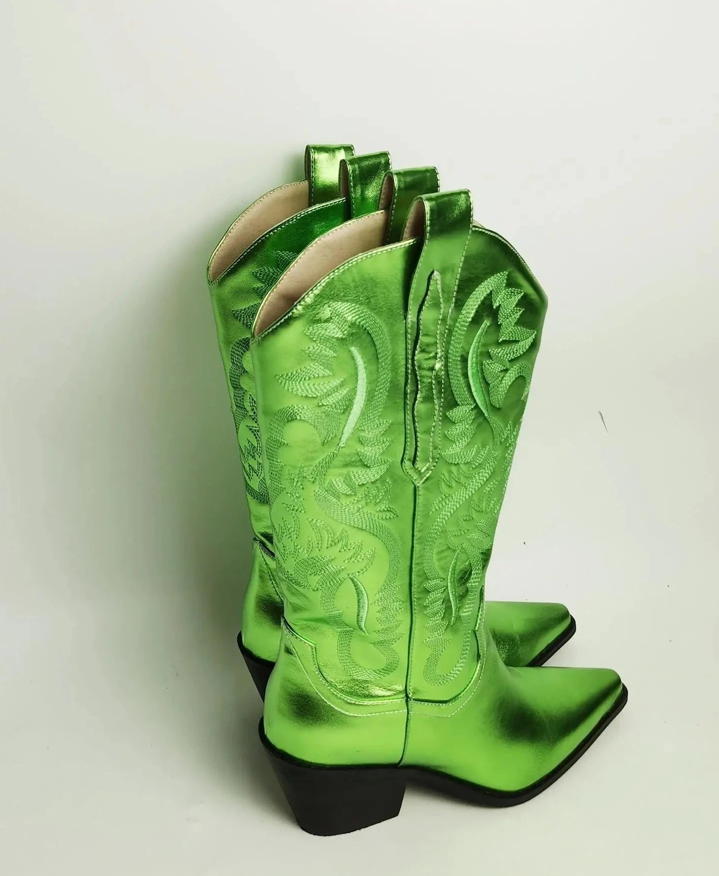 Metallic Cowboy Boots Dreamofthe90s Green Color