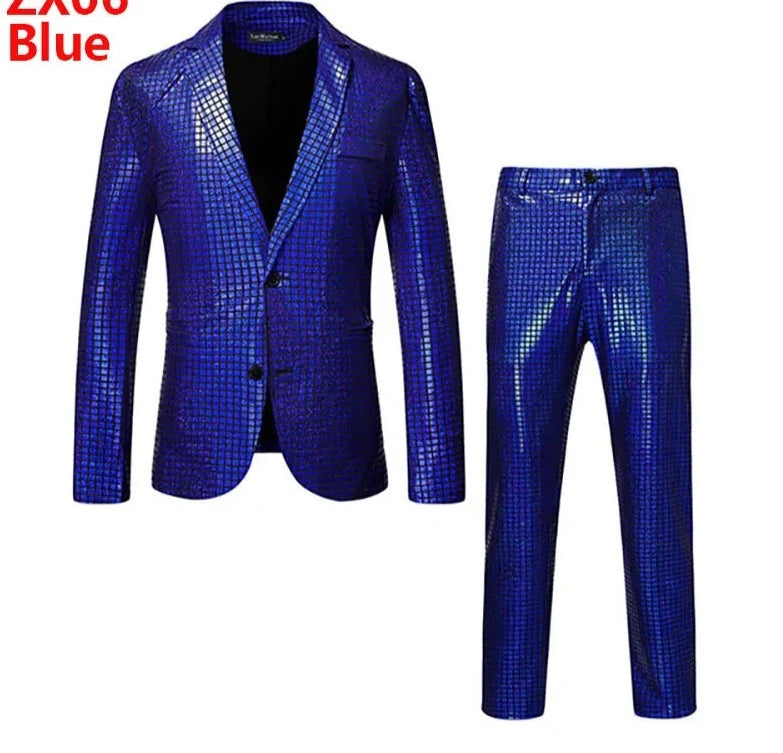 Mens Sequins Suit in Blue 