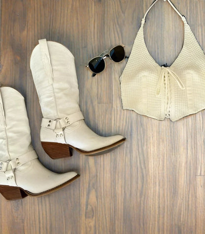 White Buckle Boots