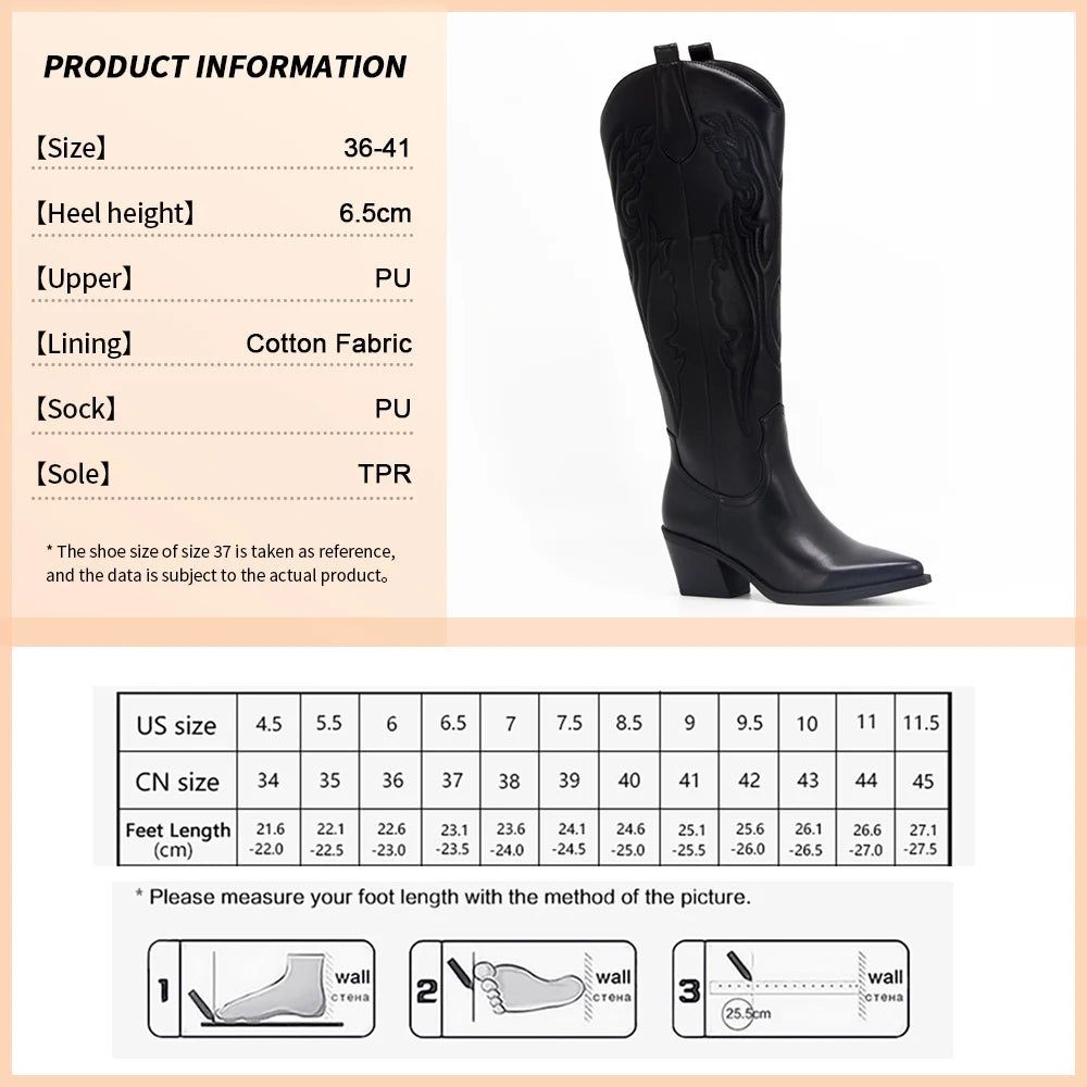 Black Western Cowboy Boot Size Chart