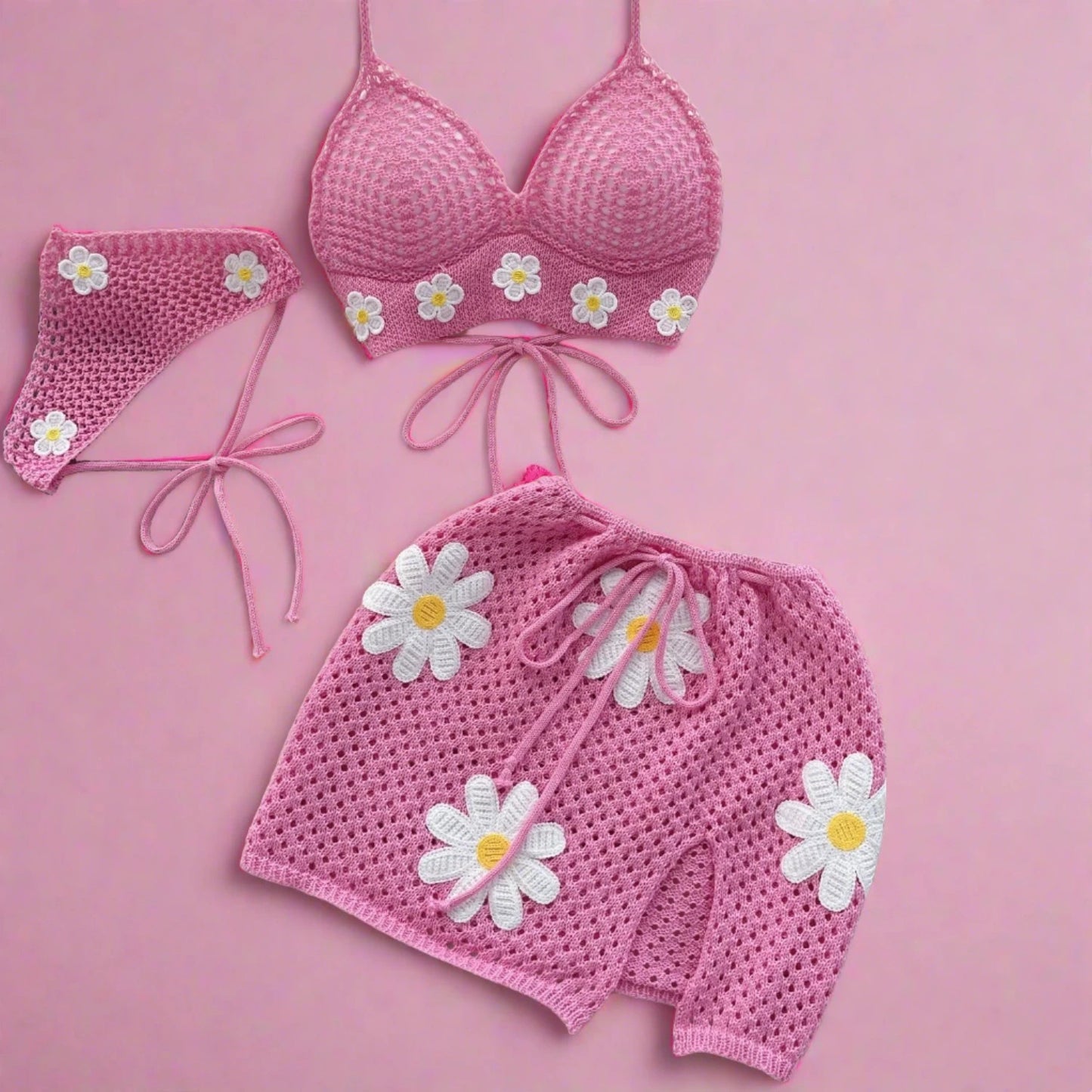 Pink outfit set with floral pattern