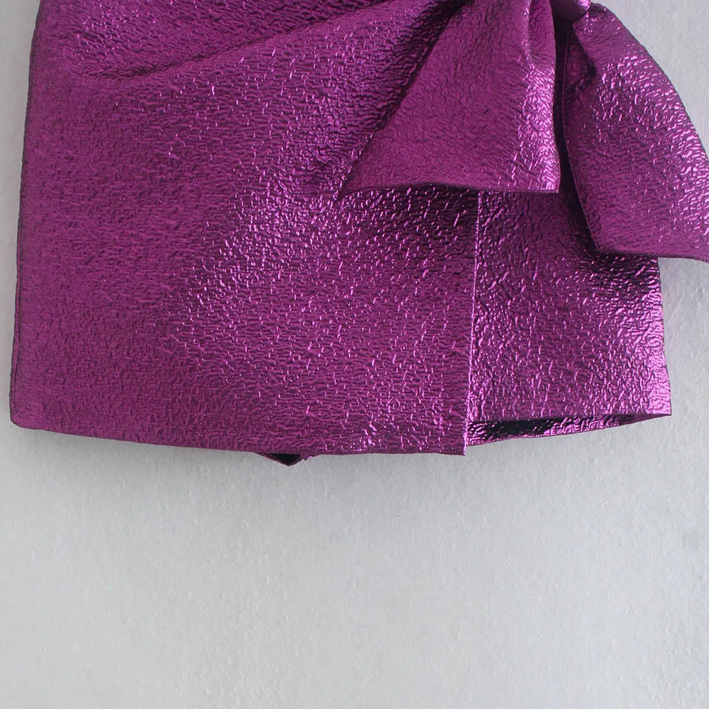 textured skort in purple bottom