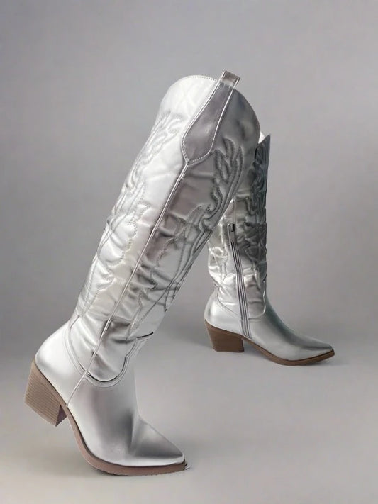 Silver Western Cowboy Boots