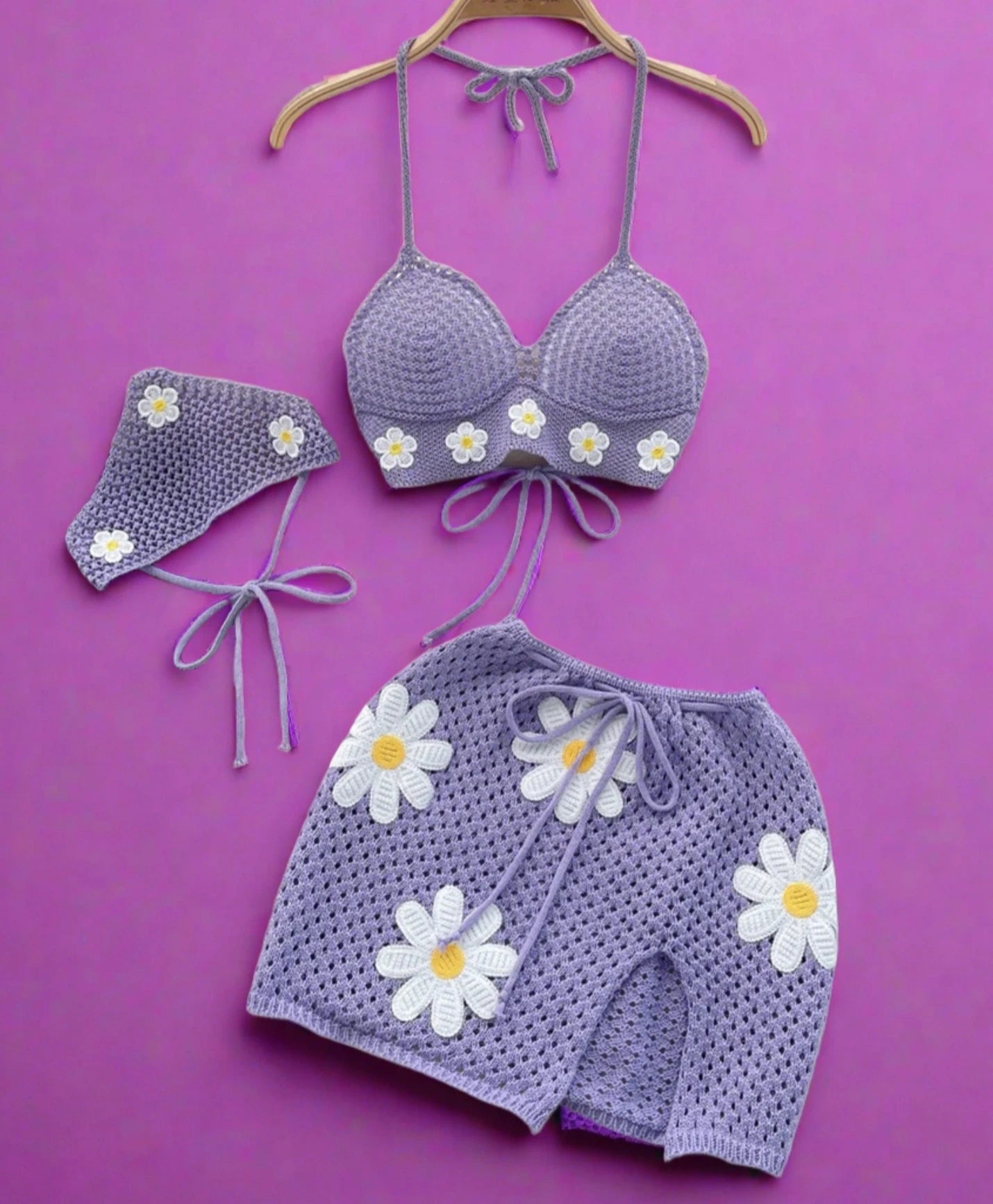 Purple Knitted Outfit Set