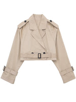 Load image into Gallery viewer, Dreamofthe90s Cropped Trench Jacket

