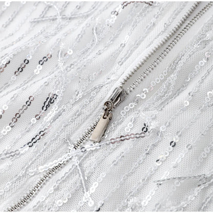 Zipper closure tassel sequin