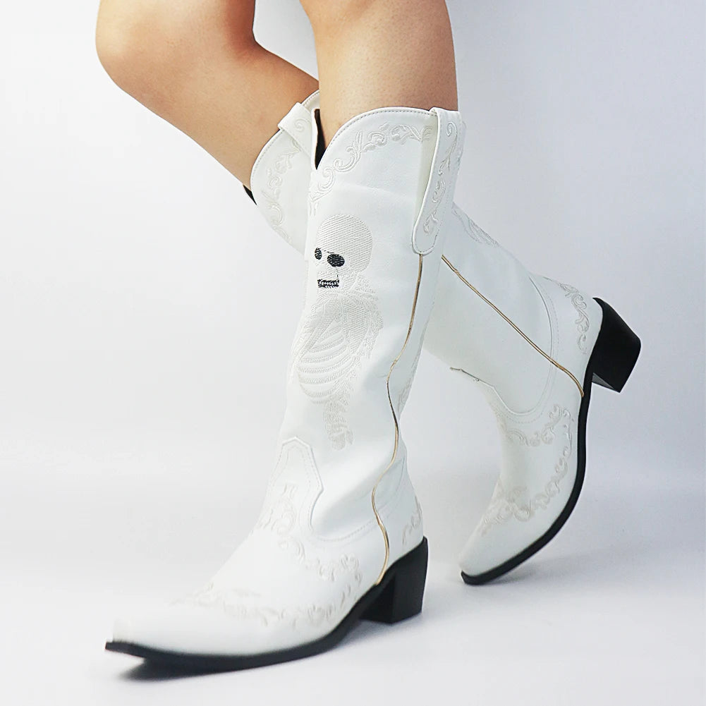 White Skeleton Boots