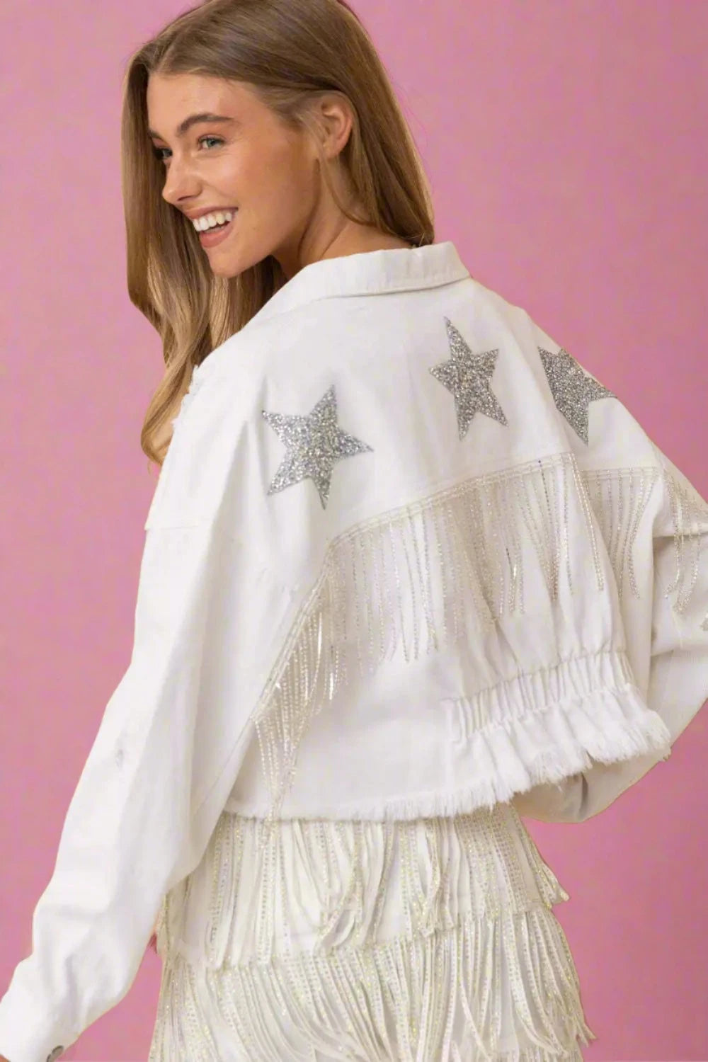 Western Bride Denim Fringe Jacket 