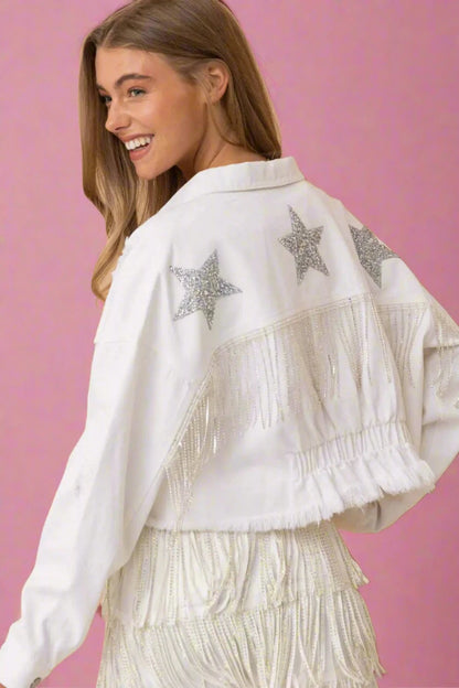 Western Bride Denim Fringe Jacket 