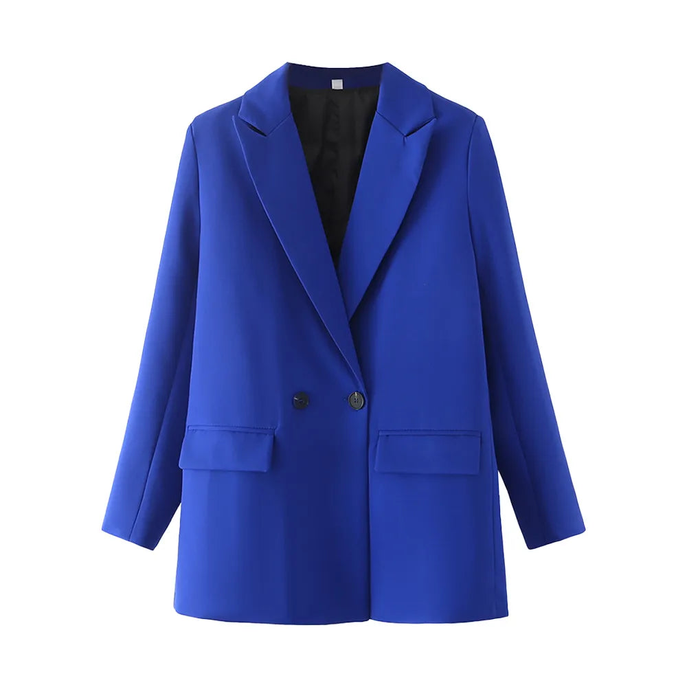 Dreamofthe90s Double Breasted Blazer in Royal Blue
