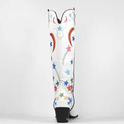White Star Embroidered Boots