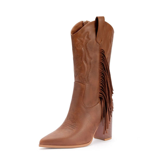 Brown Tassel Cowboy Boots