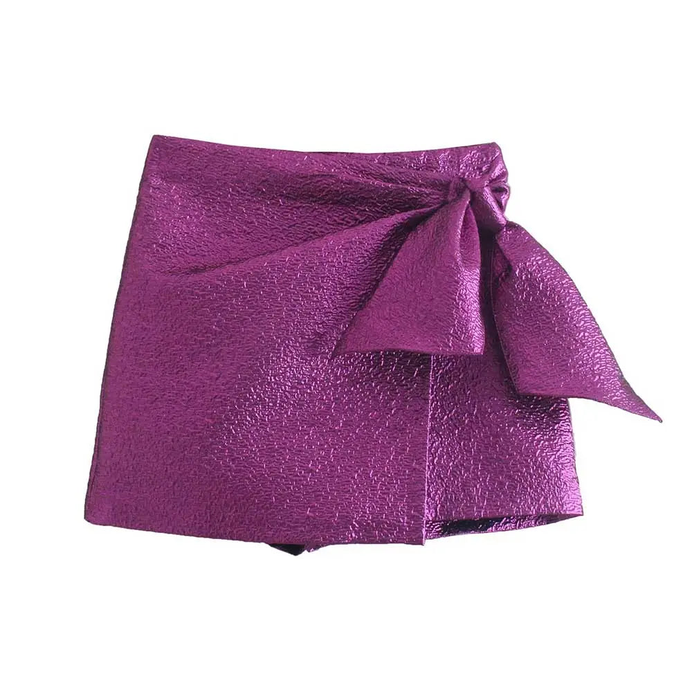 Textured Bowtie skort in purple