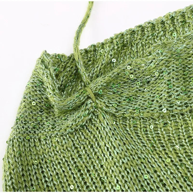 Green Sequined Knitted Detail