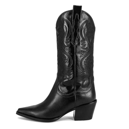 Mid calf embroidered cowboy boots