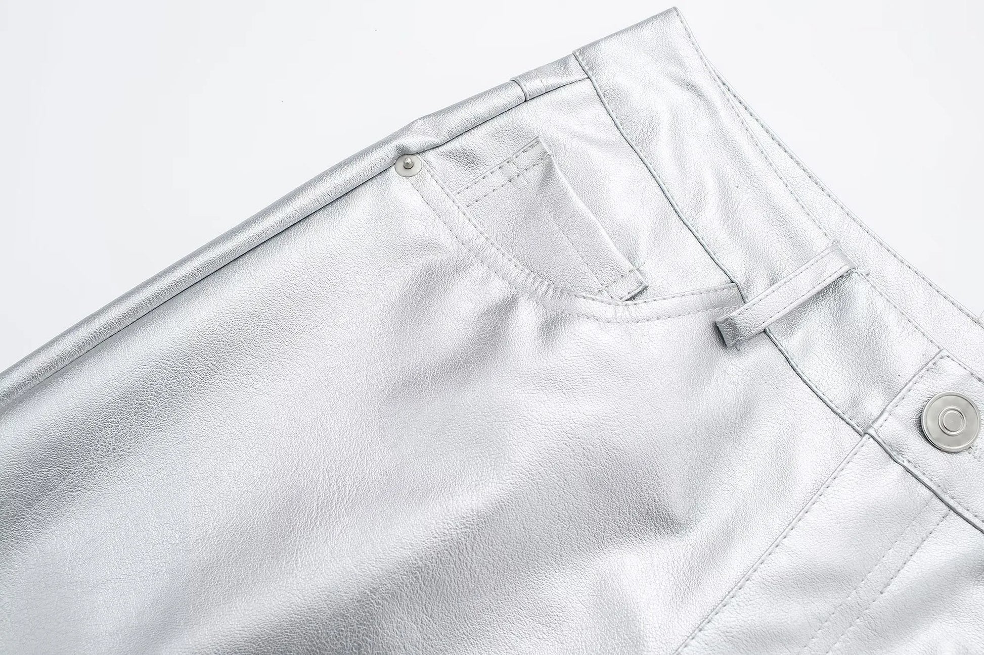 Silver metallic pants for women 