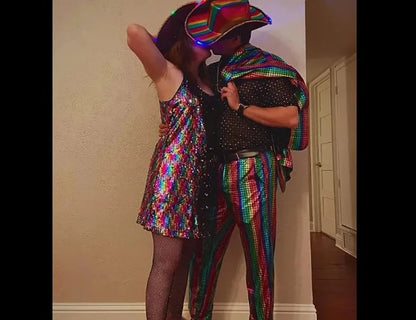 Mens Rainbow Sequins Suit