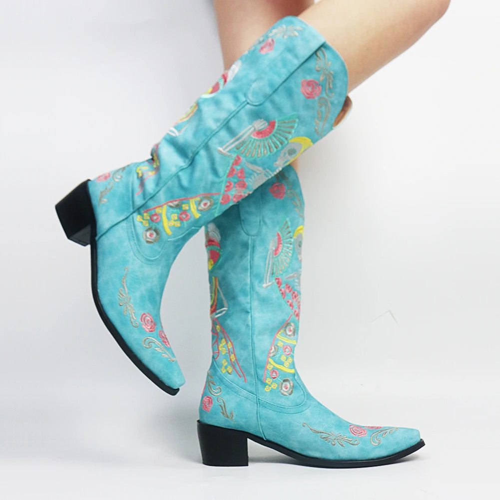 Blue skeleton boots for women