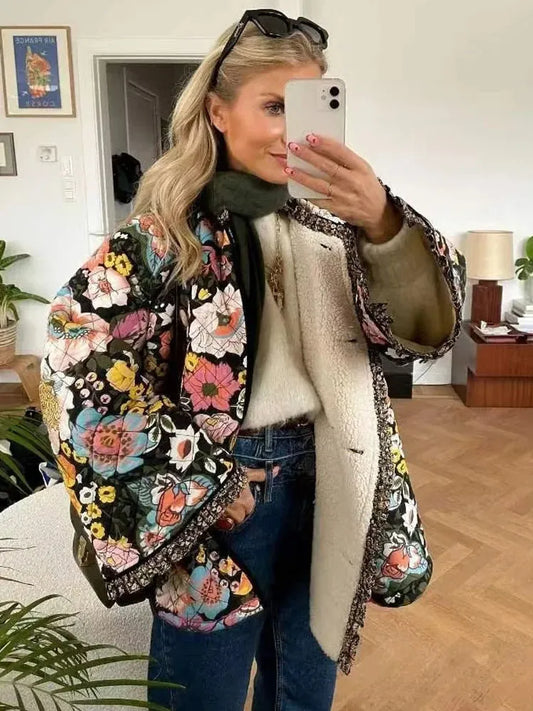 Quilted Floral  Jacket
