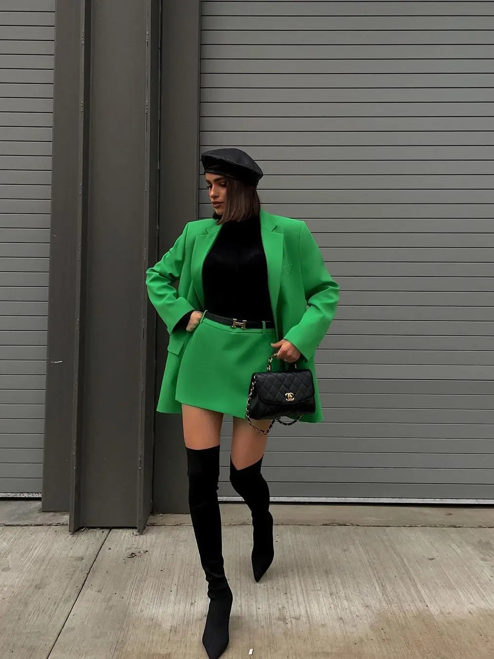 Oversized Green Blazer Skirt Suit Set | Dreamofthe90s image 1