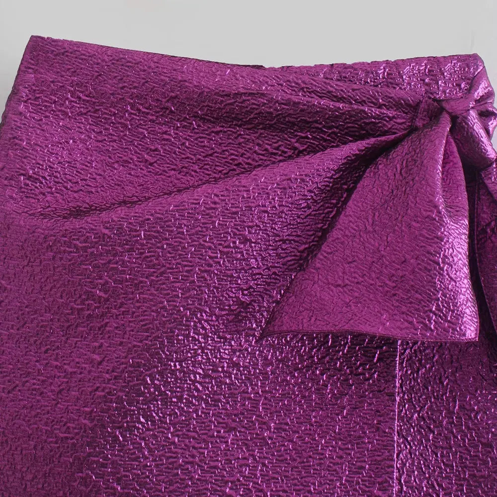 high waisted textured skort in purple