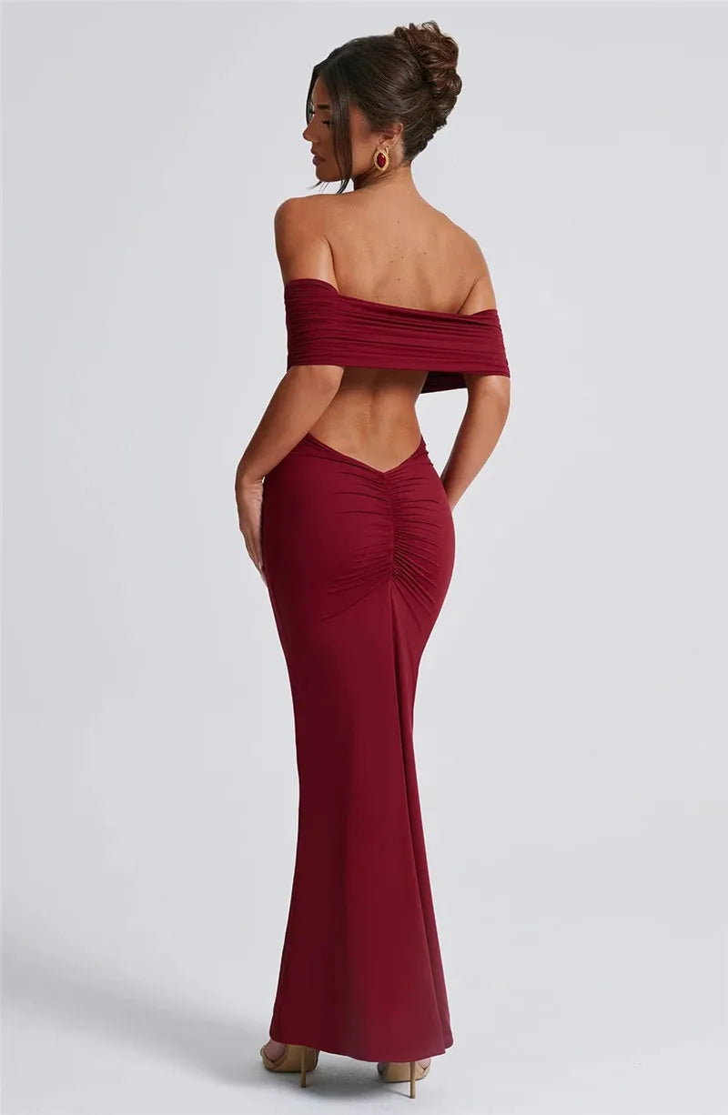 Scrunch Butt Wine Red Maxi Dress