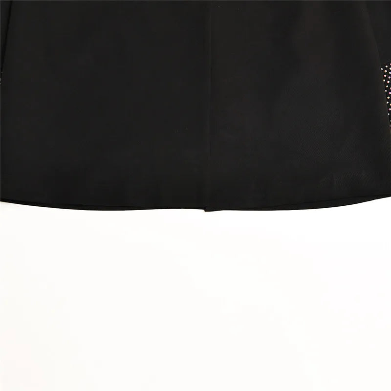 Dreamofthe90s Black Blazer Rhinestone Suit Set