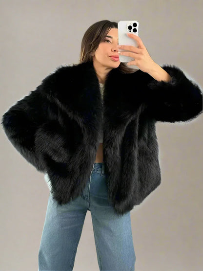 Faux Fur Coat Shawl Collar