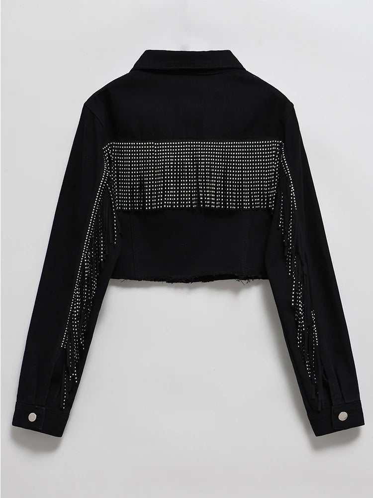 Tassel Womens Jacket in Black