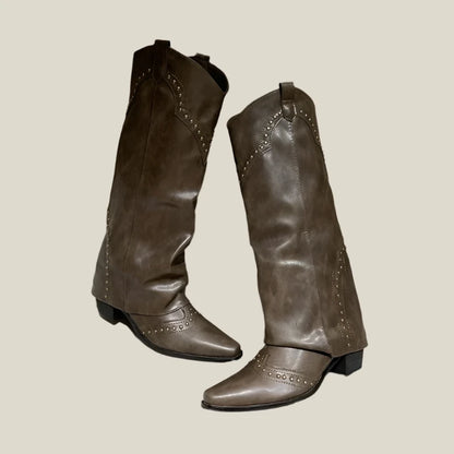 Western Womens Studded Khaki Boot