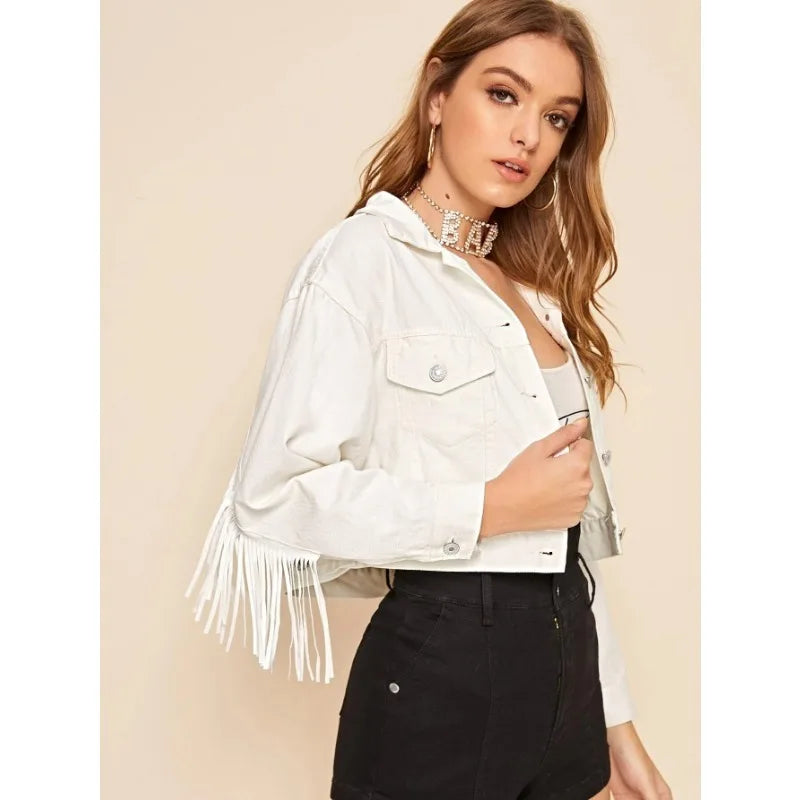 White Fringe Cowgirl Jacket