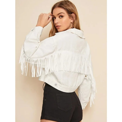 White Fringe Jacket for Women