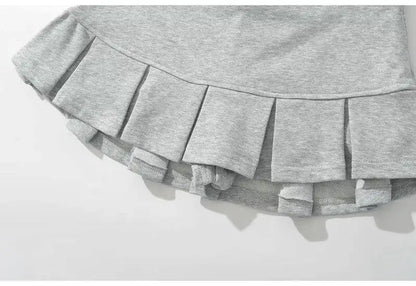 Y2K Light Grey Pleated Miniskirt 