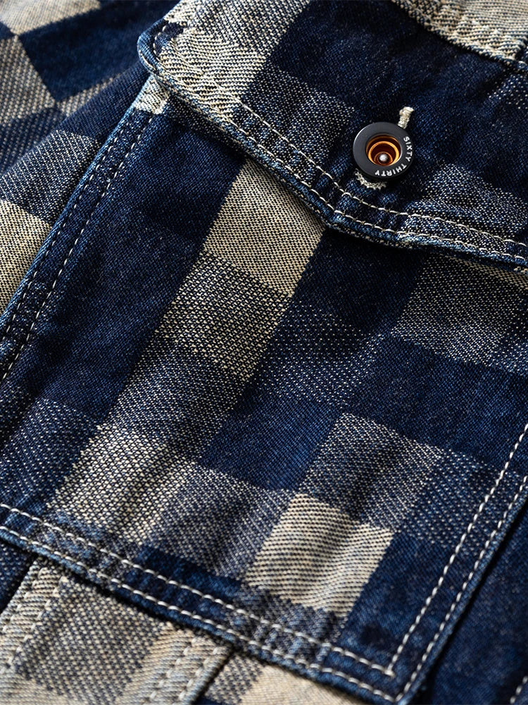 checkered detail mens jacket