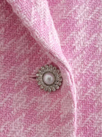 Load image into Gallery viewer, Dreamofthe90s Pink Houndstooth Cropped Blazer And Skort Suit Set
